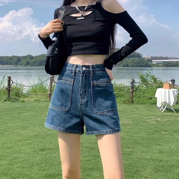 High Waist Wide Leg Washed Jeans For Women Summer New Design Loose Fashion Slimming Versatile Outerwear Shorts_ecoleips.com