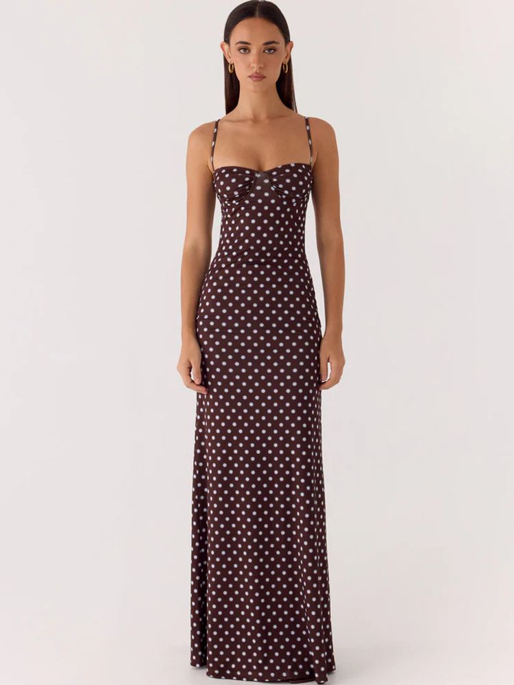 Mozision Polka Dot Backless Sexy Maxi Dress Women Elegant Fashion Spaghetti Strap Sleeveless Bodycon Club Party Long Dress_ecoleips.com