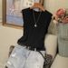 Summer New Women's Oversized Vest Round Neck Sleeveless Ice Silk Top Thin Solid Color Knitwear_ecoleips.com