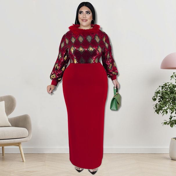 Women's Clothing Plus Size Women's Long Sleeved Sequined Dress Long Sleeve For Formal & Casual For Women_ecoleips.com