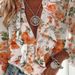 Women's Clothing New Fashion Summer Loose V Neck Lace Printed Pullover Top_ecoleips.com