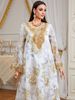 Women's Clothing Women's High-Quality Elegant Printed Collar Dress Lace Trim Middle Eastern Arabian Fashion Modest Abaya Dress_ecoleips.com