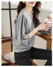 Women's Designer Style Sweatshirt Loose Fitting Korean Textured Long Sleeved Color Blocked Top Spring Autumn Collection_ecoleips.com