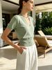 Loose Ribbed Breathable V Neck Knit Top_ecoleips.com
