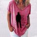 Aria Basics Aria Basics European And American Women's Tops Summer Hot Sale Creative Print V-Neck Elegant Short Sleeve T-Shirt For_ecoleips.com