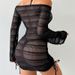 Women's Clothing Long Sleeve Mesh Sun Protection Beach Dress Swimsuit Women's Lace up Sexy Bikini Cover up Swimsuit_ecoleips.com