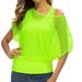 Women's Spring Summer Casual Solid Color Retro Fishnet T-Shirt And Vest Set Hollow Out Design Two Piece Set_ecoleips.com