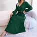 Bestseller Real Shot 2026 European And American Spring-summer Elegant Cross V-neck Large Hem Pleated Long Skirt_ecoleips.com