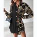Women's Clothing Long Sleeved Printed Patchwork Button Dress Blouse_ecoleips.com