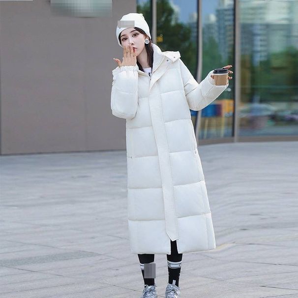 Women's Thickened Down Cotton Parka Coat Long Overcoat Winter Warm Jacket With Detachable Hood_ecoleips.com
