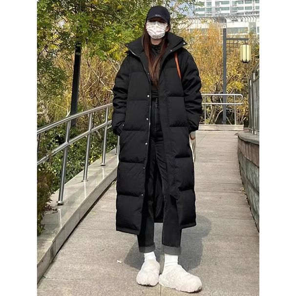 "Extra-Long Winter Coat For Women – Detachable Hood Knee-Length Puffer Jacket (Black, S-XXL)"_ecoleips.com