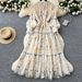 Elegant Lace Trim Empire Waist Floral Embroidered Maxi Dress – French Inspired A-Line Boho Chic Long Sleeve Gown For Women_ecoleips.com