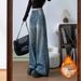 Retro Star-Embellished Flared Jeans For Women – Winter Fleece-Lined Wide-Leg Pants, High Waist & Stretch-Free (S-2xl)_ecoleips.com