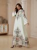 Muslim Chic Print Plus Size New 2026 Fringe Design Rhinestone A-Line Dress, Elegant Long Dress With Unique Patterns And Decorations_ecoleips.com