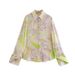 Women's Retro Floral Print Shirt & Straight Pants Set – Elegant Office Wear, Breathable Polyester Blend, Classic Long Sleeve With Pockets (XS- L)_ecoleips.com