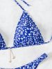 Halterneck Floral Pattern Triangle Cup Split Bikini Summer Cool Swimwear Comfortable_ecoleips.com