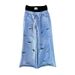 High Waist Men's Casual Pants European American Personality Design Ripped Stitching Double Waist Hip Hop Harajuku Straight Punk Style_ecoleips.com