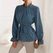 Women's Clothing Elegant Bell Sleeve Long Shirt For Women Stylish Belted Top Elegant Long Sleeved Shirt For Women_ecoleips.com