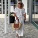 Spring/Summer Women's Two-Piece Set American Style Drawstring Round Neck Top And Loose Pants Casual Comfortable_ecoleips.com