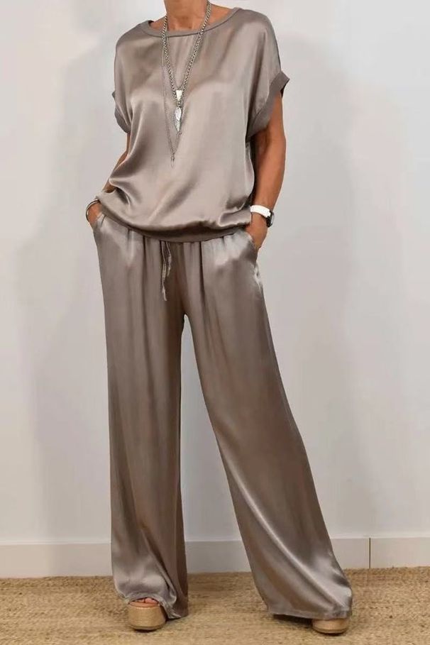 Women's Trendy Long Pants Shirt Casual Suit Wide Leg Pants Loose Fit Spring New Arrival_ecoleips.com