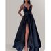 Voya Voya 2026 New Women's European American Women's Fashion Sexy Slim-Fit Strap Dress With Deep V-Neck Slit For Summer, Party, And Noble Demeanor_ecoleips.com