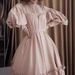 Elegant Milk Tea Bow Dress With Puff Sleeves, A-Line Long Maxi Dress With Ruffle Hem, Vintage Inspired Princess Style_ecoleips.com