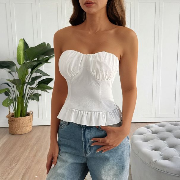 DiYun European And American Y2K Hot Girl Ruffle Trim Tank Top Women's Clothing 2026 Spring/Summer Independent_ecoleips.com