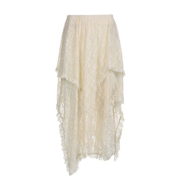 Women's Clothing Lace Skirt Design Irregular Hem Long Skirt Holiday Style Ins Skirt_ecoleips.com