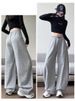 Black Sweatpants Women's Autumn And Winter 2025 New Velvet Loose Casual Wide-leg Sweatpants Scimitar Banana Pants_ecoleips.com