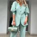 Women's fashion solid color lantern sleeve loose suit temperament commuting suit_ecoleips.com