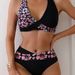 Women's Sexy Color-Block Bikini Set Crossover Design Two-Piece Swimsuit Fresh Cute Style Polyester_ecoleips.com