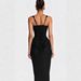 Women's Clothing Women's Elegant Bodycon Long Skirt Style Sleeveless High Waist Tie Up Slim Fit Three Dimensional Pleated Patchwork_ecoleips.com