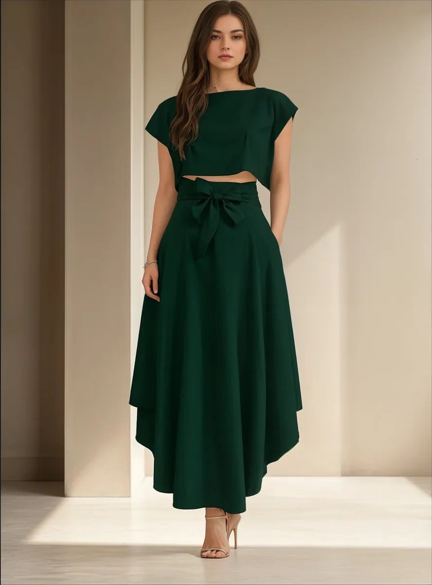 Women's Clothing Lace-Up Waist Slimming Dress Set – Elegant Spring Outfit With Flattering Fit"_ecoleips.com