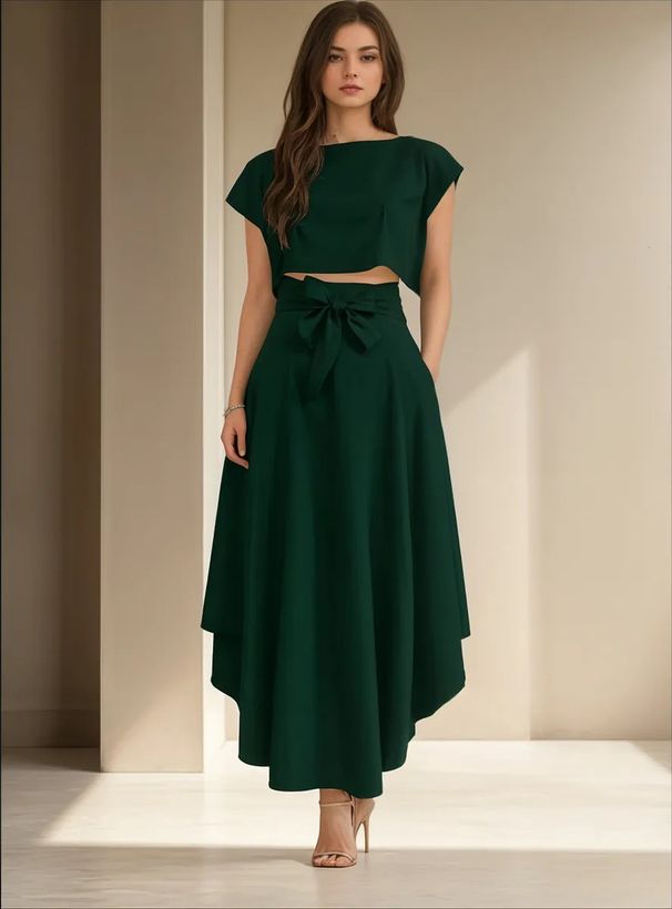 Women's Clothing Lace-Up Waist Slimming Dress Set – Elegant Spring Outfit With Flattering Fit"_ecoleips.com