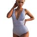 Women's Clothing Striped One Piece Swimsuit Sexy Style Beachwear Swimwear For Large Bust_ecoleips.com