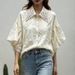 Women's Clothing Casual Blouse High End Rhinestone Embellished Slimming Trendy Top_ecoleips.com