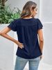 K Women's Formal Casual Pleated Short Sleeve Round Neck Blouse Business Work Shirt_ecoleips.com