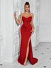 Fashion Women's New Evening With Large Swing Skirt, Strapless Sexy Long Solid Color Dress_ecoleips.com