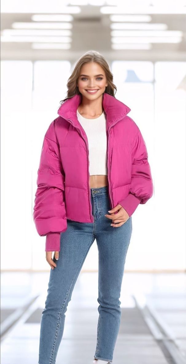 Oversized Short Puffer Jacket – Seoul Street Style (Polyester Fill, Zipper Front, 9 Uni-Colors For Genderless Layering)_ecoleips.com