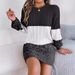 Casual Color Matching Twist Lantern Sleeve Sweater Skirt Women's Clothing_ecoleips.com