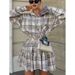 Autumn And Winter Long Sleeve Plaid Shirt High Waist Skirt Two-Piece Casual Fashion Commuter_ecoleips.com