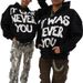 Women's Casual Loose Hoodie High Street Fashion Trend Unique Personality Letter Print Top Versatile Simple Design_ecoleips.com