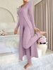 Spring Style Women's round Neck Split Long Sleeve Two Piece Set Regular Fit for Spring/Autumn Summer_ecoleips.com