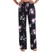 Stretch Cotton Straight Leg Pants Simple Casual Print Elastic Waistband Long Pants For Women_ecoleips.com