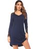 Verve Autumn Winter Women's Long Sleeve Nightdress Lace Patchwork Placket Pullover Loungewear Pajamas For Women_ecoleips.com