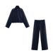 Women's Clothing Spring And Summer New European And American Style Women's Fashion Splicing Striped Denim Jacket Pants_ecoleips.com