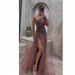 Women's Clothing Sexy Oblique Shoulder One Shoulder Long Sleeve Floral Gauze Dress Long Skirt High End Large Swing Floral_ecoleips.com
