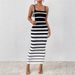 2026 New Women's Fashion Sexy Striped Strap Slimming Long Dress_ecoleips.com