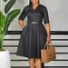 Women's Elegant Solid Color Three Quarter Sleeve Dress D3335 Foreign Trade Clothing European American Fashion Independent_ecoleips.com