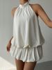 Women's Clothing French Style Solid Color Halter Neck Off-Shoulder Dress Sexy Waist Cinching Puff Skirt Bodycon Short Skirt For Summer Beach Vacation_ecoleips.com